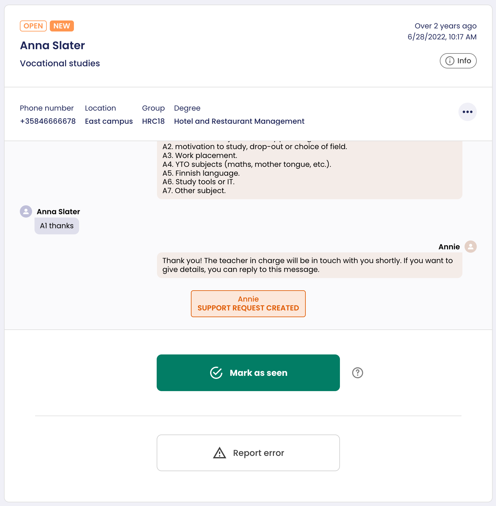 Tukipyyntönäkymä osa 1